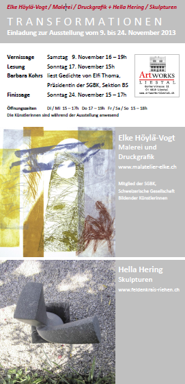 elke hoeylae-vogt, transformationen, ausstellung artworks liestal, 2013